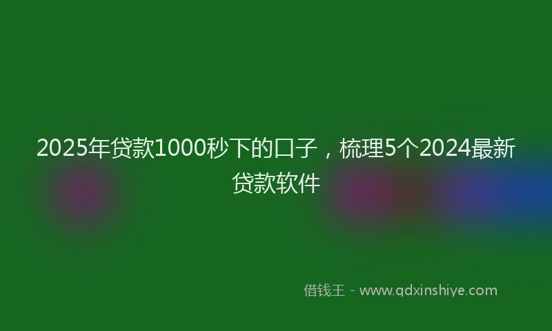 2025年贷款1000秒下的口子，梳理5个2024最新贷款软件
