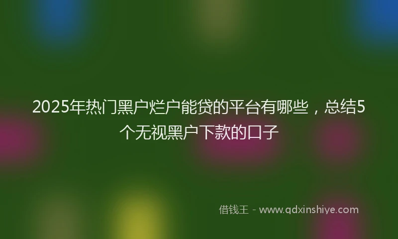 2025年热门黑户烂户能贷的平台有哪些，总结5个无视黑户下款的口子