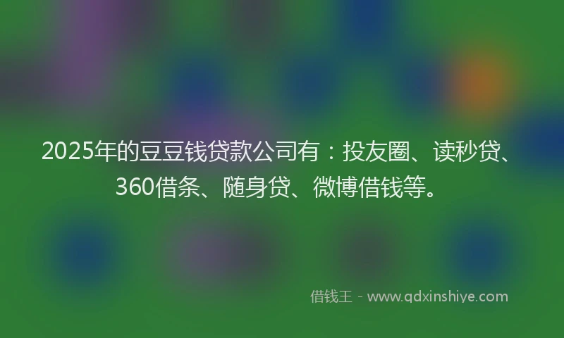 2025年的豆豆钱贷款公司有：投友圈、读秒贷、360借条、随身贷、微博借钱等。
