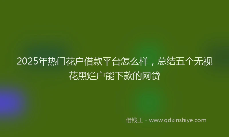 2025年热门花户借款平台怎么样，总结五个无视花黑烂户能下款的网贷