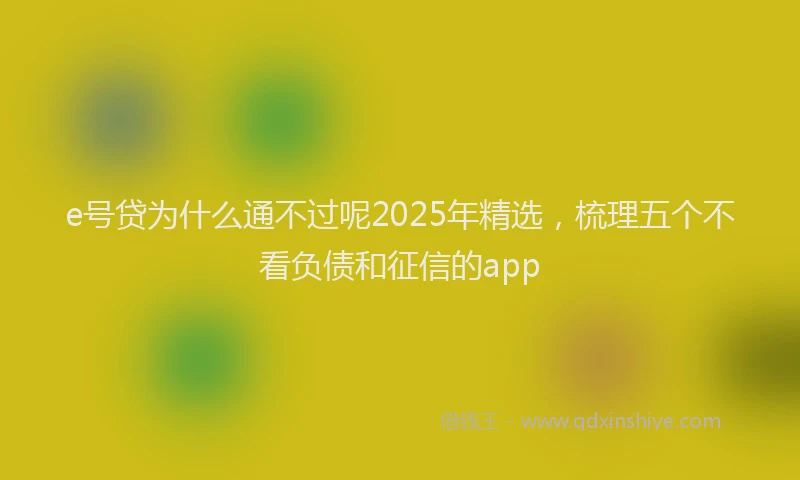 e号贷为什么通不过呢2025年精选，梳理五个不看负债和征信的app