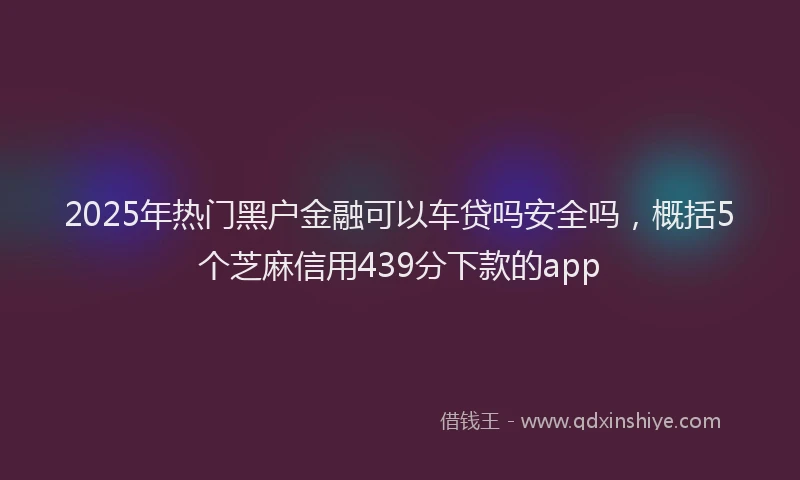 2025年热门黑户金融可以车贷吗安全吗，概括5个芝麻信用439分下款的app