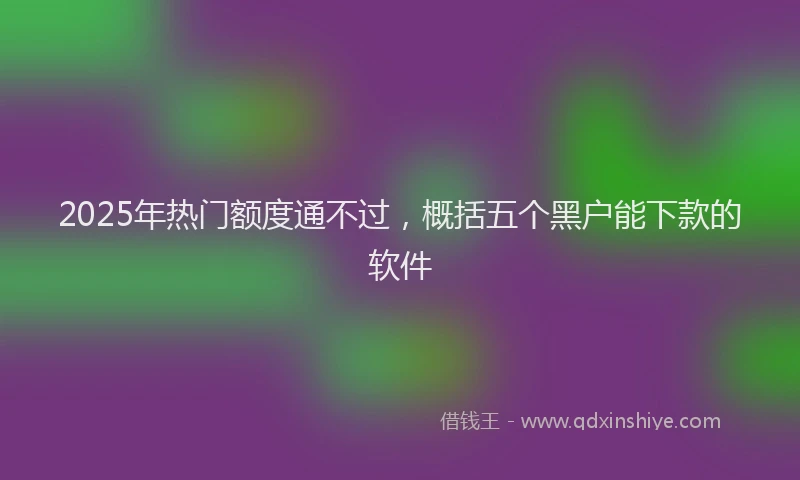 2025年热门额度通不过，概括五个黑户能下款的软件