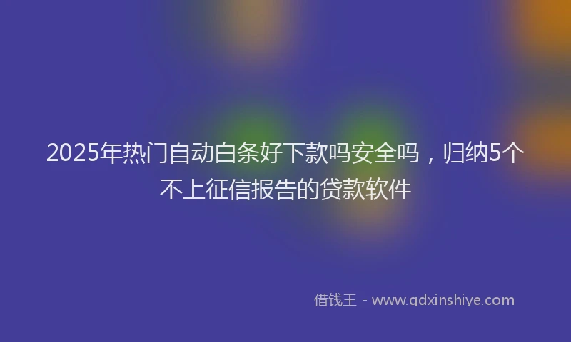 2025年热门自动白条好下款吗安全吗，归纳5个不上征信报告的贷款软件
