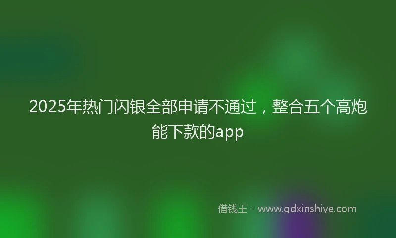 2025年热门闪银全部申请不通过，整合五个高炮能下款的app