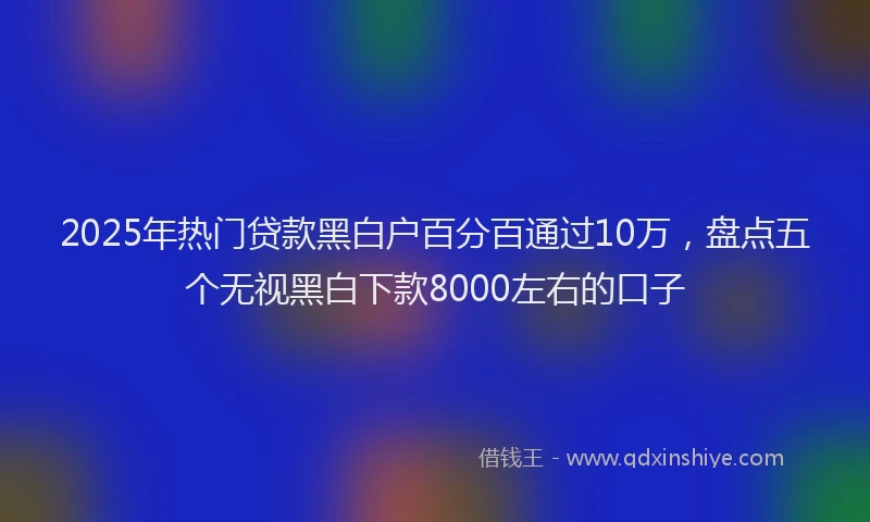 2025年热门贷款黑白户百分百通过10万，盘点五个无视黑白下款8000左右的口子