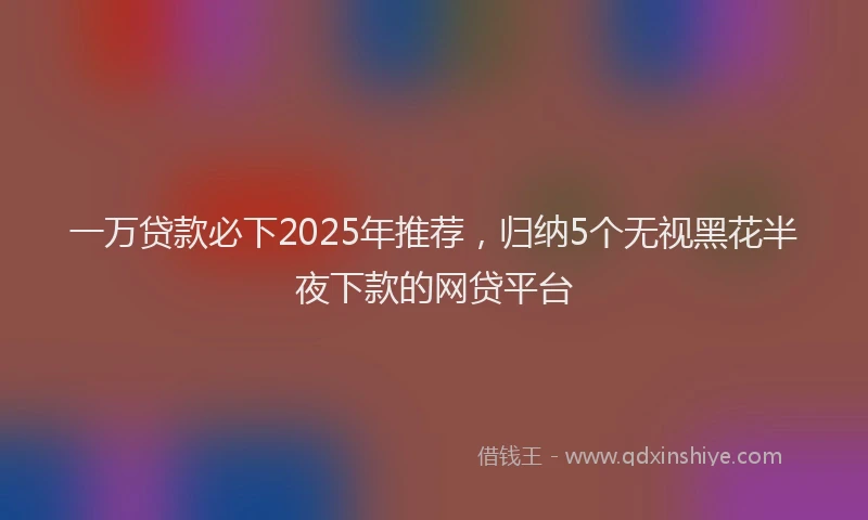 一万贷款必下2025年推荐，归纳5个无视黑花半夜下款的网贷平台