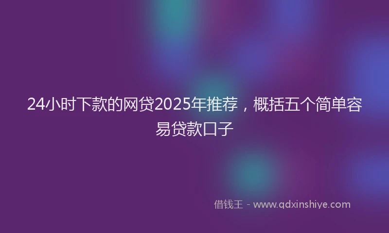 24小时下款的网贷2025年推荐，概括五个简单容易贷款口子