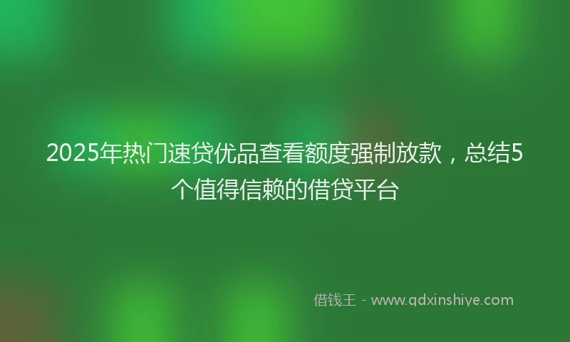 2025年热门速贷优品查看额度强制放款，总结5个值得信赖的借贷平台