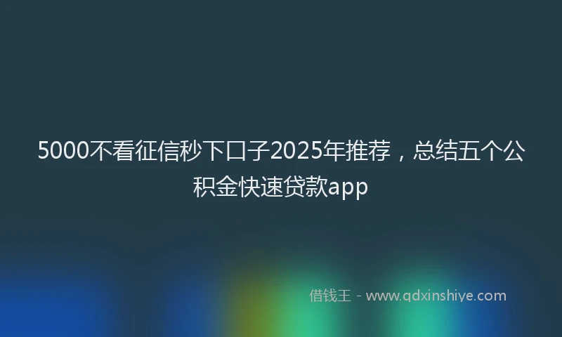 5000不看征信秒下口子2025年推荐，总结五个公积金快速贷款app