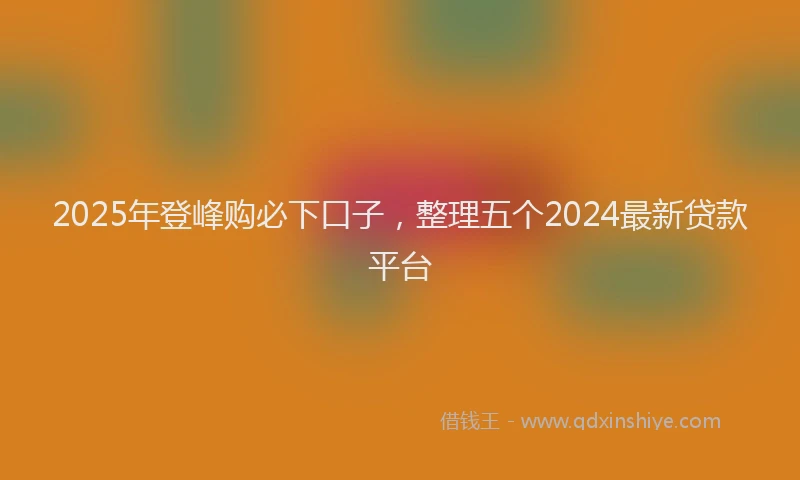2025年登峰购必下口子，整理五个2024最新贷款平台