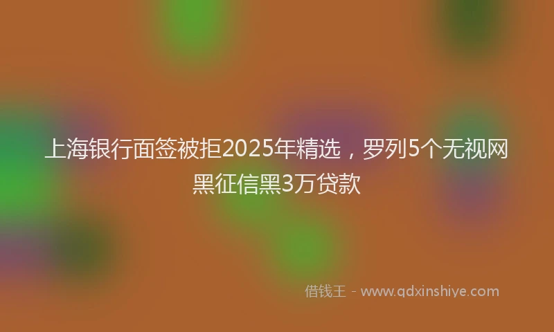 上海银行面签被拒2025年精选，罗列5个无视网黑征信黑3万贷款