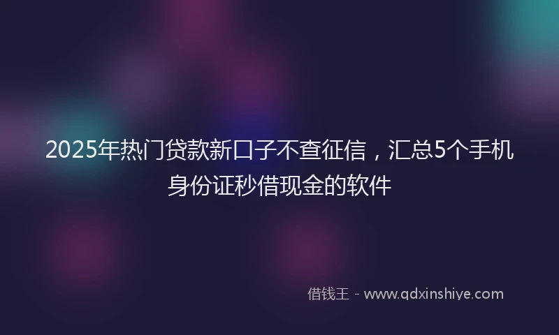2025年热门贷款新口子不查征信，汇总5个手机身份证秒借现金的软件