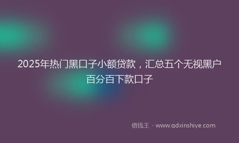 2025年热门黑口子小额贷款，汇总五个无视黑户百分百下款口子