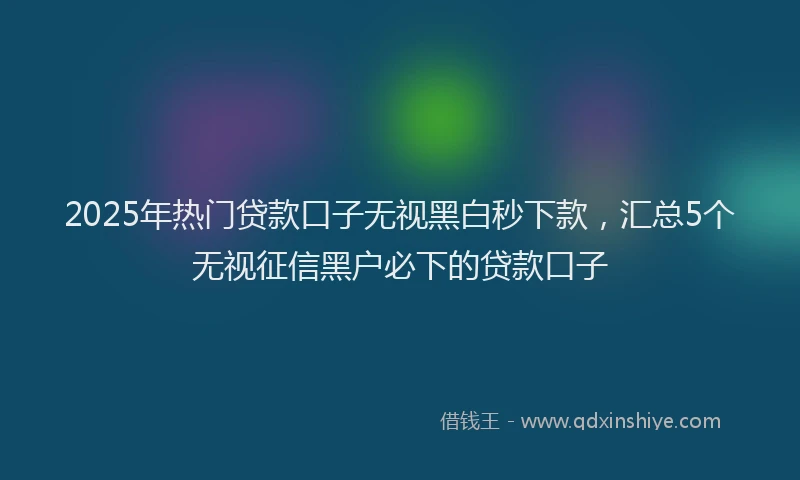 2025年热门贷款口子无视黑白秒下款，汇总5个无视征信黑户必下的贷款口子