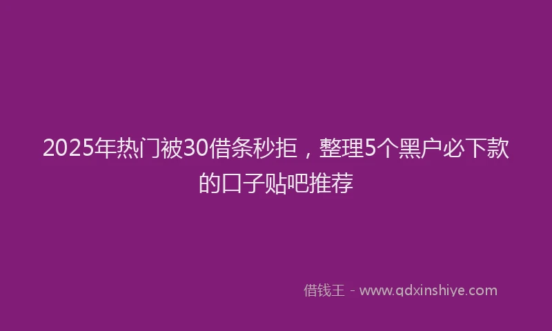 2025年热门被30借条秒拒，整理5个黑户必下款的口子贴吧推荐
