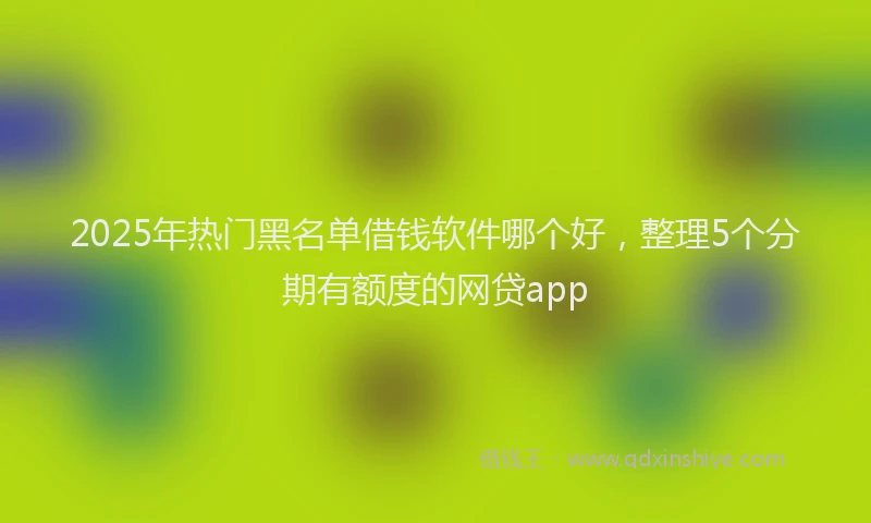 2025年热门黑名单借钱软件哪个好，整理5个分期有额度的网贷app