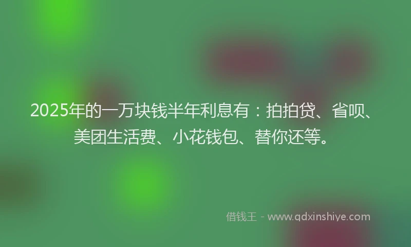 2025年的一万块钱半年利息有：拍拍贷、省呗、美团生活费、小花钱包、替你还等。