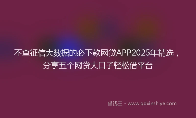 不查征信大数据的必下款网贷APP2025年精选，分享五个网贷大口子轻松借平台