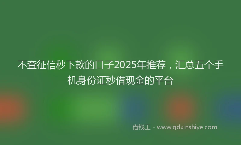 不查征信秒下款的口子2025年推荐，汇总五个手机身份证秒借现金的平台