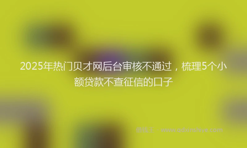 2025年热门贝才网后台审核不通过，梳理5个小额贷款不查征信的口子