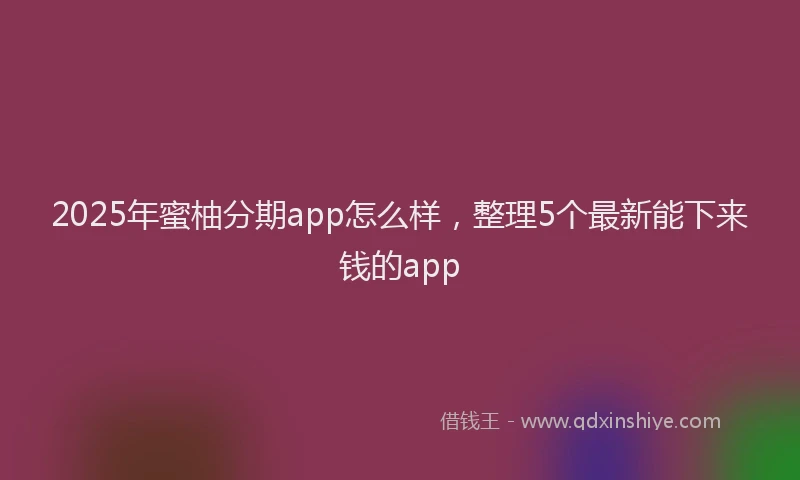 2025年蜜柚分期app怎么样，整理5个最新能下来钱的app