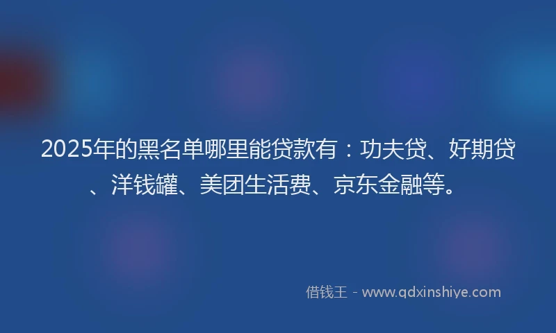 2025年的黑名单哪里能贷款有：功夫贷、好期贷、洋钱罐、美团生活费、京东金融等。