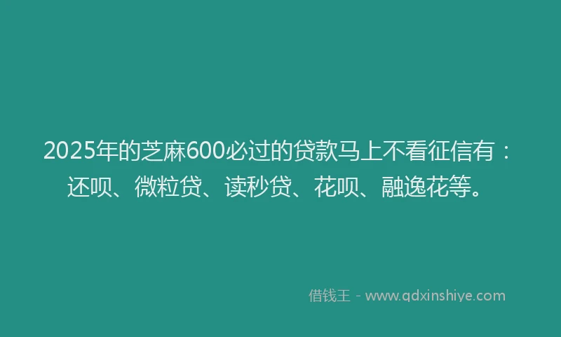 2025年的芝麻600必过的贷款马上不看征信有：还呗、微粒贷、读秒贷、花呗、融逸花等。