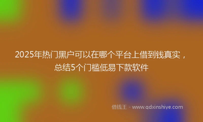 2025年热门黑户可以在哪个平台上借到钱真实，总结5个门槛低易下款软件