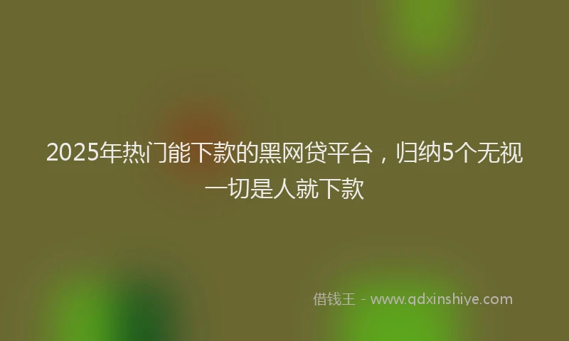 2025年热门能下款的黑网贷平台，归纳5个无视一切是人就下款