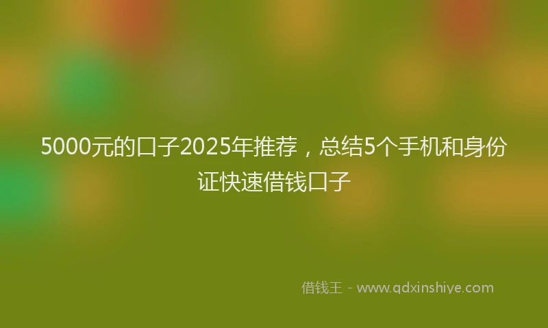 5000元的口子2025年推荐，总结5个手机和身份证快速借钱口子