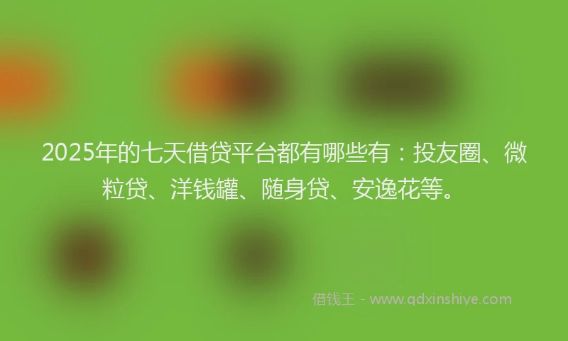 2025年的七天借贷平台都有哪些有：投友圈、微粒贷、洋钱罐、随身贷、安逸花等。