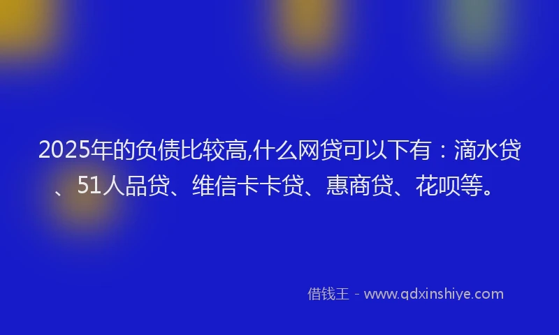 2025年的负债比较高,什么网贷可以下有：滴水贷、51人品贷、维信卡卡贷、惠商贷、花呗等。