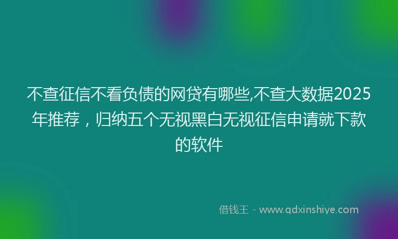 不查征信不看负债的网贷有哪些,不查大数据2025年推荐，归纳五个无视黑白无视征信申请就下款的软件