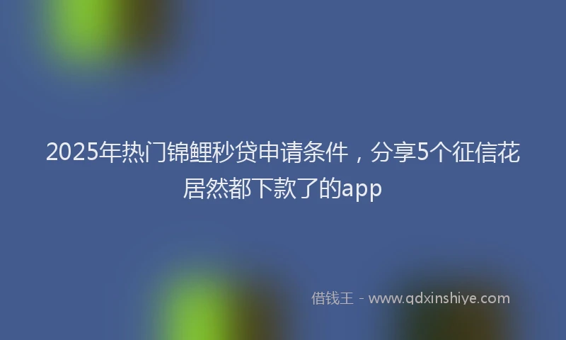 2025年热门锦鲤秒贷申请条件，分享5个征信花居然都下款了的app