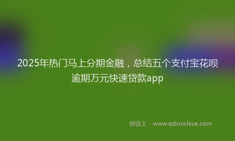 2025年热门马上分期金融，总结五个支付宝花呗逾期万元快速贷款app