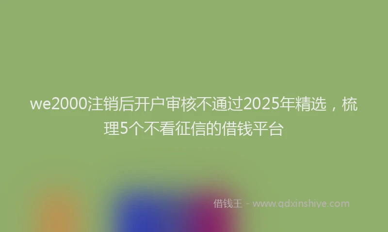 we2000注销后开户审核不通过2025年精选，梳理5个不看征信的借钱平台