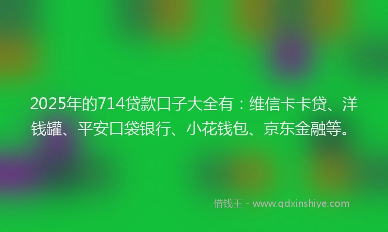 2025年的714贷款口子大全有：维信卡卡贷、洋钱罐、平安口袋银行、小花钱包、京东金融等。