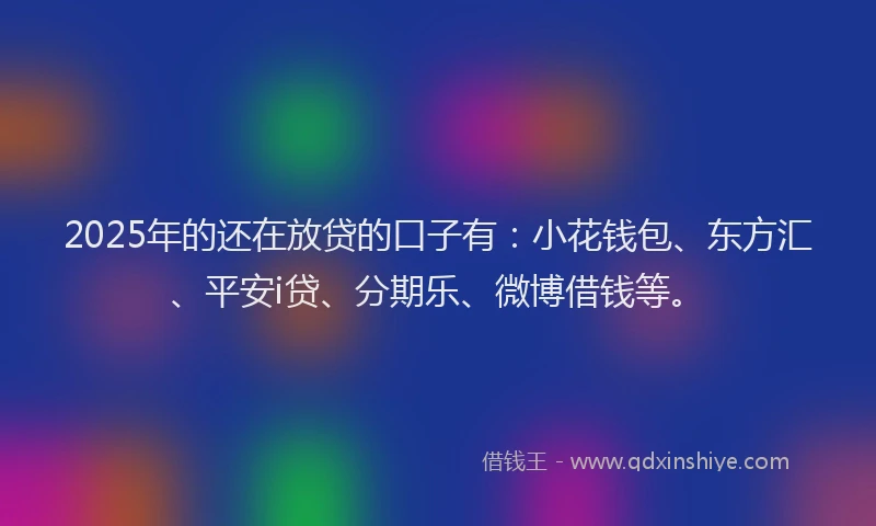 2025年的还在放贷的口子有：小花钱包、东方汇、平安i贷、分期乐、微博借钱等。