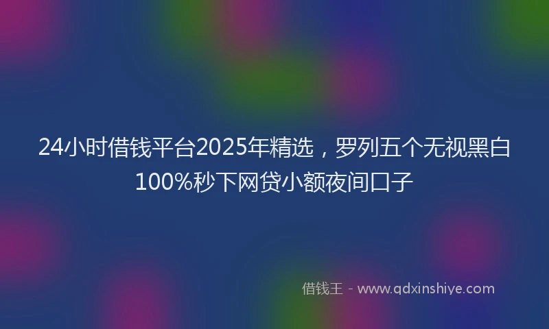 24小时借钱平台2025年精选，罗列五个无视黑白100%秒下网贷小额夜间口子
