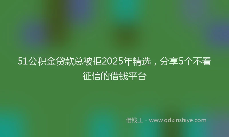 51公积金贷款总被拒2025年精选，分享5个不看征信的借钱平台