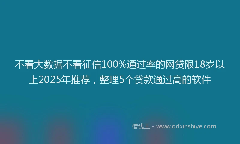 不看大数据不看征信100%通过率的网贷限18岁以上2025年推荐，整理5个贷款通过高的软件