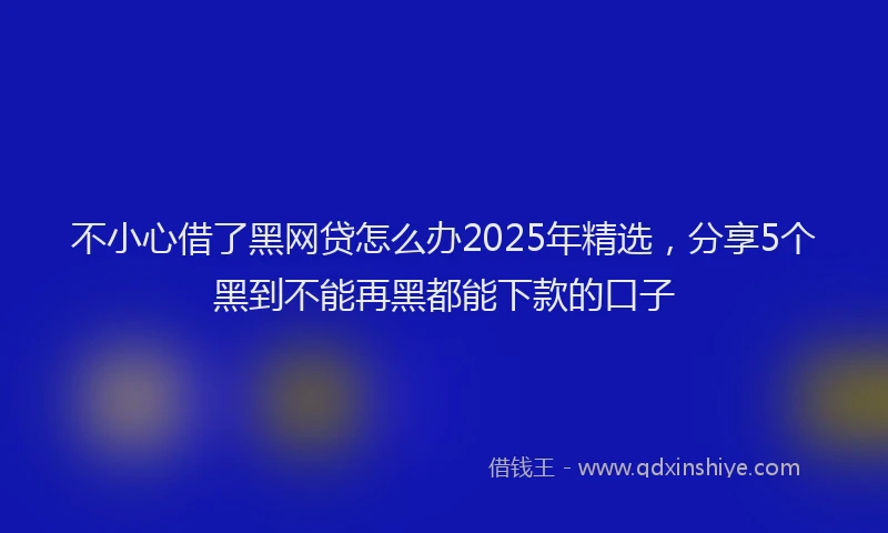 不小心借了黑网贷怎么办2025年精选，分享5个黑到不能再黑都能下款的口子