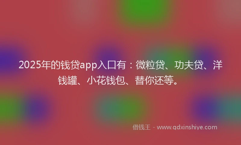 2025年的钱贷app入口有：微粒贷、功夫贷、洋钱罐、小花钱包、替你还等。