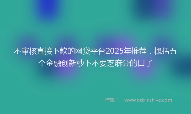 不审核直接下款的网贷平台2025年推荐，概括五个金融创新秒下不要芝麻分的口子