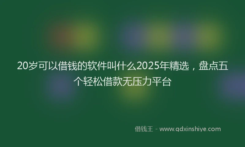 20岁可以借钱的软件叫什么2025年精选，盘点五个轻松借款无压力平台