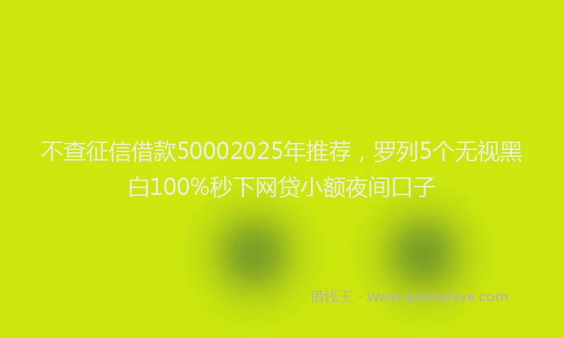 不查征信借款50002025年推荐，罗列5个无视黑白100%秒下网贷小额夜间口子