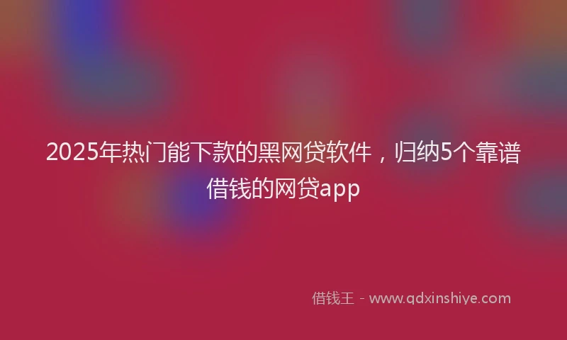 2025年热门能下款的黑网贷软件，归纳5个靠谱借钱的网贷app