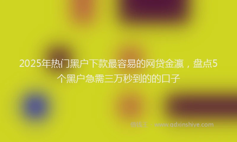 2025年热门黑户下款最容易的网贷金瀛，盘点5个黑户急需三万秒到的的口子