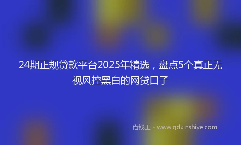24期正规贷款平台2025年精选，盘点5个真正无视风控黑白的网贷口子